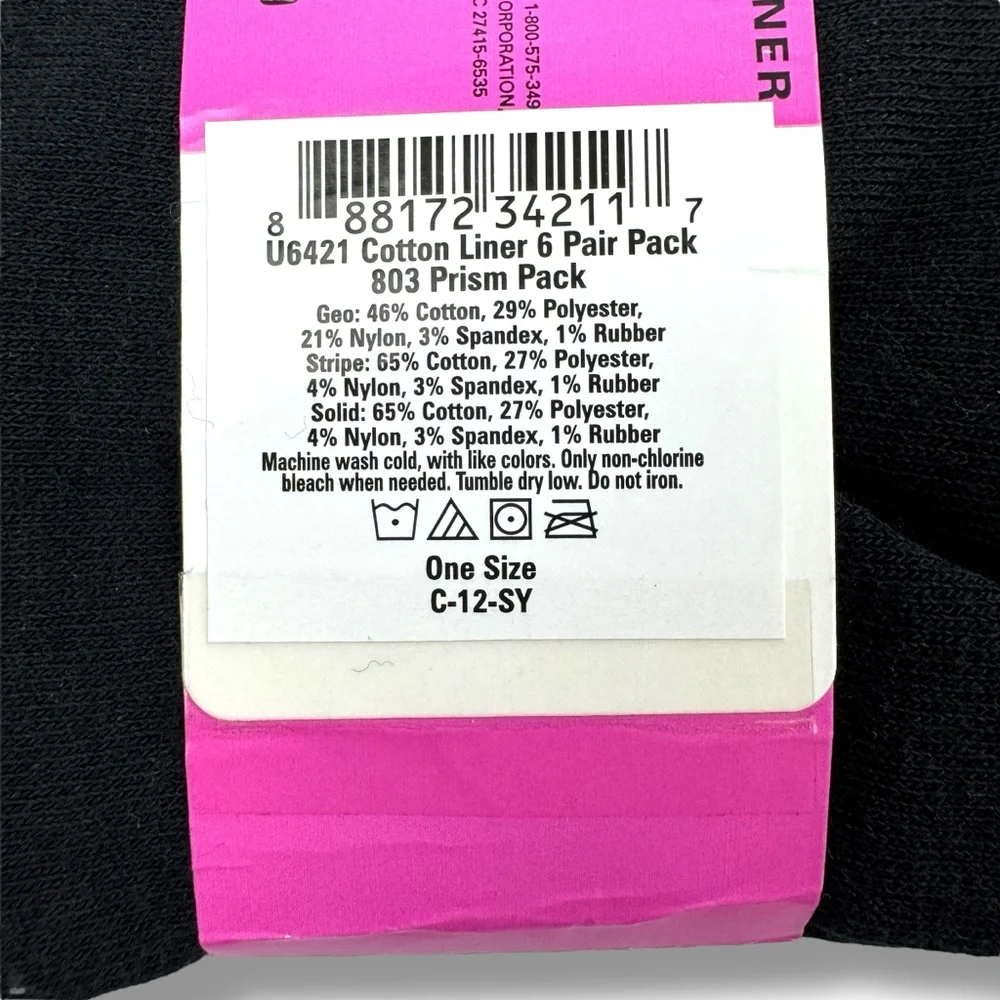 HUE Womens Cotton Sock Liner One Size Fits Most No Show Socks Multicolor 12 Pair